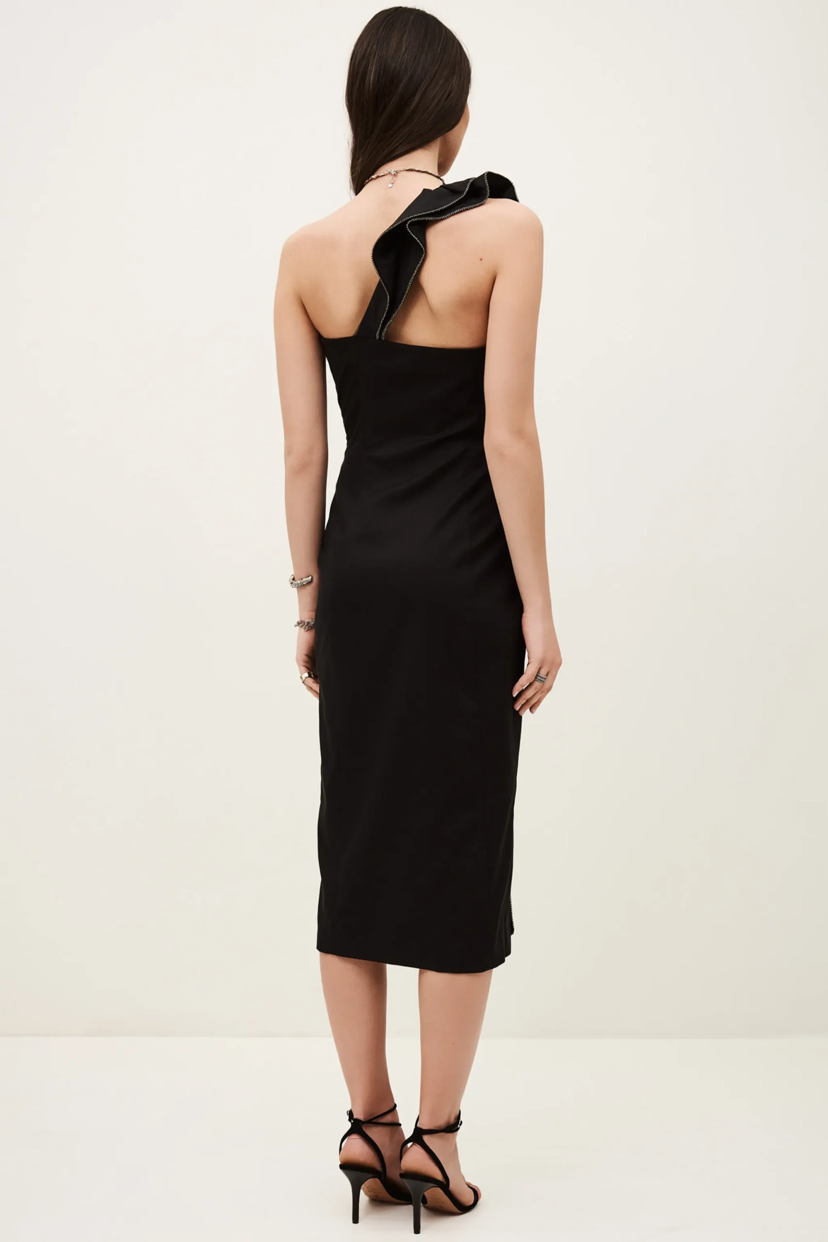 SILLA vestido one shoulder con volante
